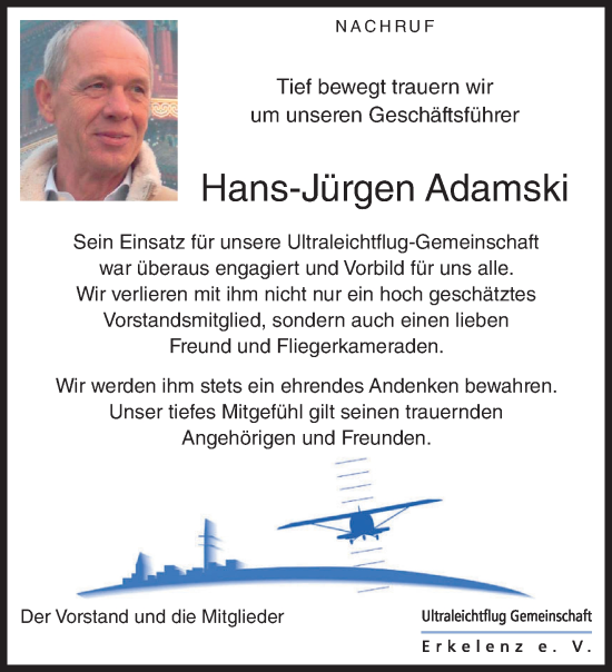 Traueranzeige von Hans-Jürgen Adamski von trauer.mein.krefeld.de