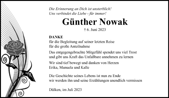 Traueranzeige von Günther Nowak von trauer.extra-tipp-moenchengladbach.de