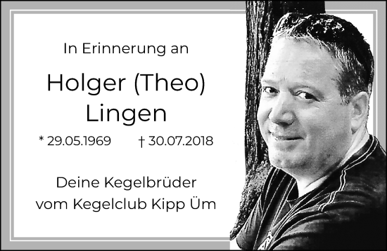 Traueranzeige von Holger Theo Lingen von trauer.extra-tipp-moenchengladbach.de