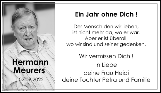 Traueranzeige von Hermann Meurers von trauer.extra-tipp-moenchengladbach.de