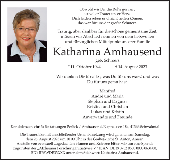 Traueranzeige von Katharina Amhausend von trauer.extra-tipp-moenchengladbach.de