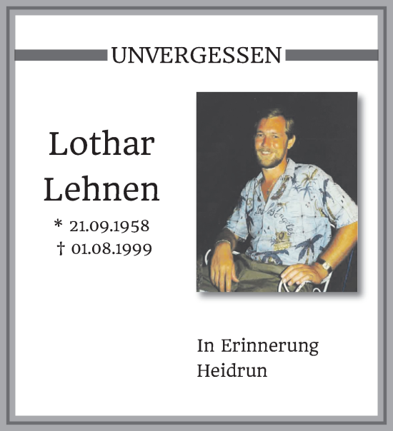 Traueranzeige von Lothar Lehnen von trauer.extra-tipp-moenchengladbach.de