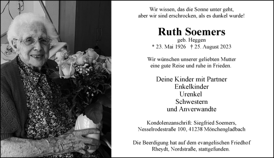 Traueranzeige von Ruth Soemers von trauer.extra-tipp-moenchengladbach.de