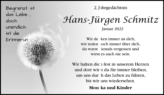 Traueranzeige von Hans-Jürgen Schmitz von trauer.extra-tipp-moenchengladbach.de