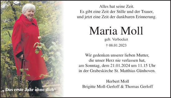 Traueranzeige von Maria Moll von trauer.extra-tipp-moenchengladbach.de