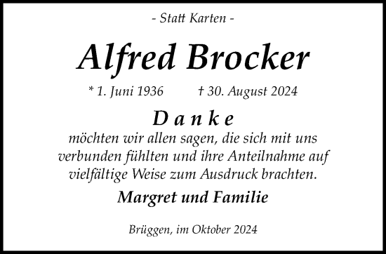 Traueranzeige von Alfred Brocker von trauer.extra-tipp-moenchengladbach.de