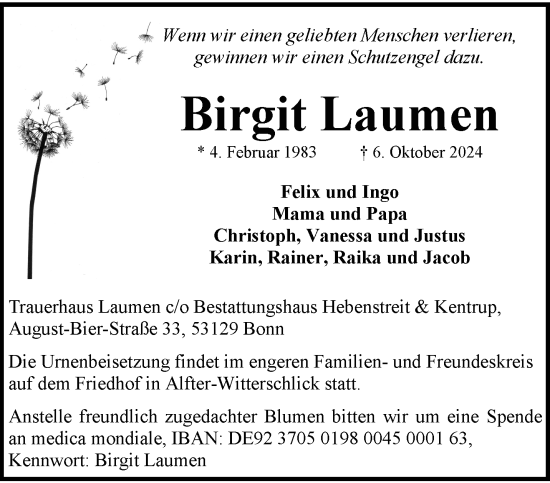 Traueranzeige von Birgit Laumen von trauer.extra-tipp-moenchengladbach.de