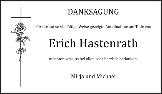 Traueranzeige von Erich Hastenrath von trauer.extra-tipp-moenchengladbach.de