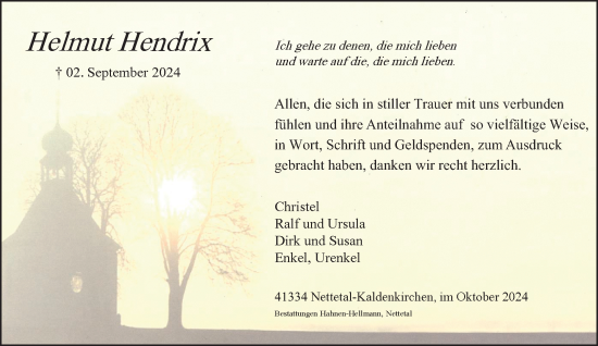 Traueranzeige von Helmut Hendrix von trauer.extra-tipp-moenchengladbach.de