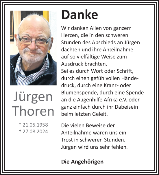 Traueranzeige von Jürgen Thoren von trauer.extra-tipp-moenchengladbach.de