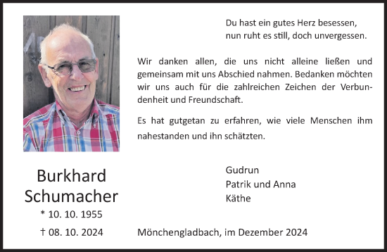 Traueranzeige von Burkhard Schumacher von trauer.extra-tipp-moenchengladbach.de