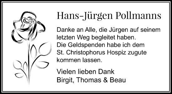 Traueranzeige von Hans-Jürgen Pollmanns von trauer.extra-tipp-moenchengladbach.de