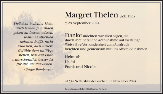 Traueranzeige von Margret Thelen von trauer.extra-tipp-moenchengladbach.de