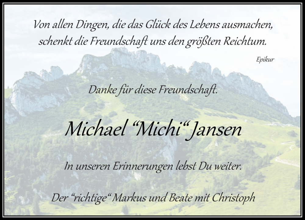  Traueranzeige für Michael Jansen vom 01.12.2024 aus trauer.extra-tipp-moenchengladbach.de