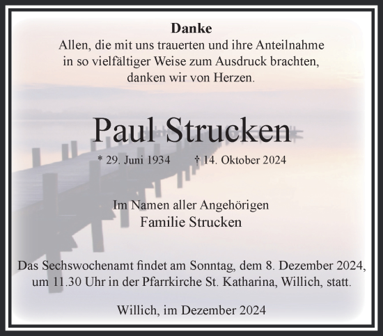 Traueranzeige von Paul Strucken von trauer.extra-tipp-moenchengladbach.de