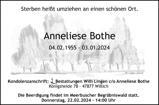 Traueranzeige von Anneliese Bothe von trauer.extra-tipp-moenchengladbach.de