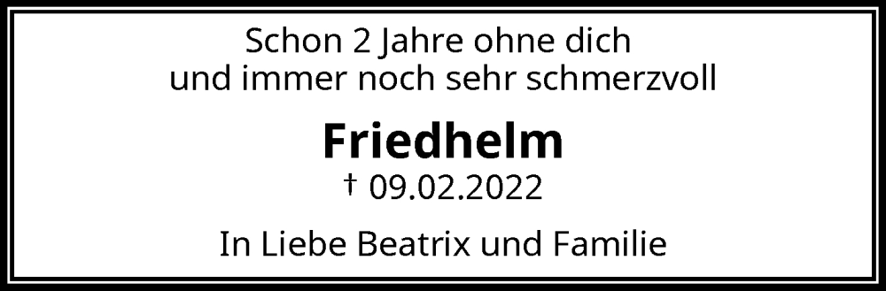  Traueranzeige für Friedhelm Dölz vom 10.02.2024 aus trauer.wuppertaler-rundschau.de