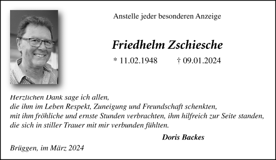 Traueranzeige von Friedhelm Zschiesche von trauer.extra-tipp-moenchengladbach.de