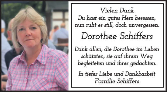 Traueranzeige von Dorothee Schiffers von trauer.extra-tipp-moenchengladbach.de