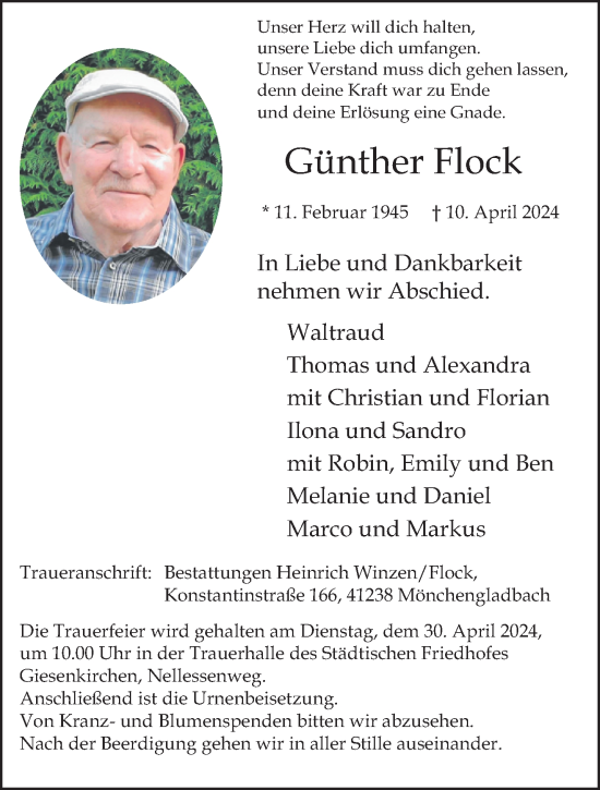 Traueranzeige von Günther Flock von trauer.extra-tipp-moenchengladbach.de