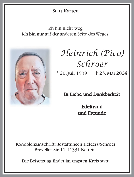 Traueranzeige von Heinrich Schroer von trauer.extra-tipp-moenchengladbach.de