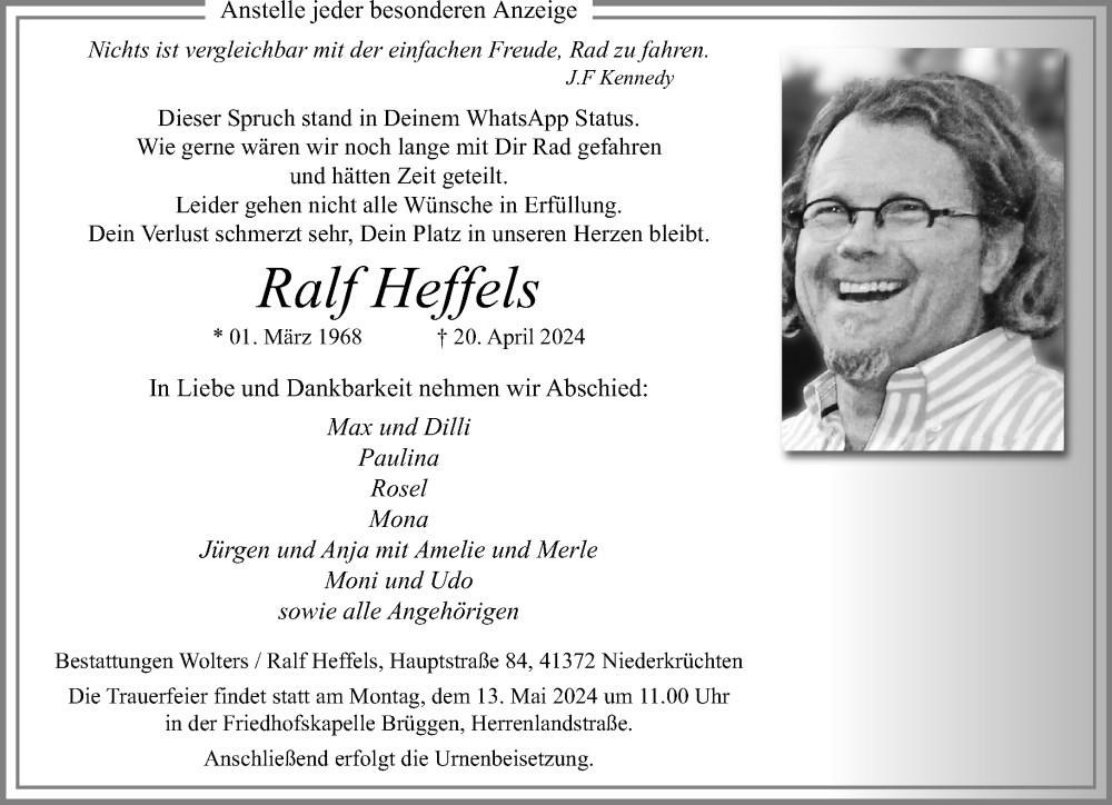  Traueranzeige für Ralf Heffels vom 12.05.2024 aus trauer.extra-tipp-moenchengladbach.de