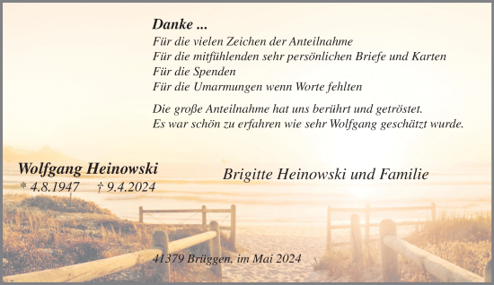 Traueranzeige von Wolfgang Heinowski von trauer.extra-tipp-moenchengladbach.de