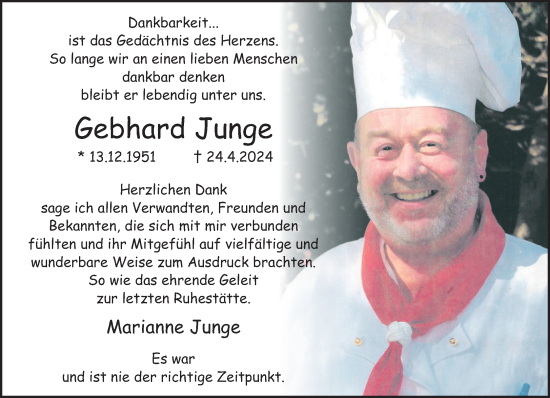 Traueranzeige von Gebhard Junge von trauer.extra-tipp-moenchengladbach.de