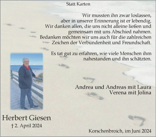 Traueranzeige von Herbert Giesen von trauer.extra-tipp-moenchengladbach.de