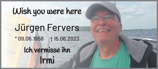 Traueranzeige von Jürgen Fervers von trauer.extra-tipp-moenchengladbach.de