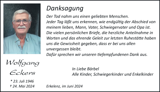 Traueranzeige von Wolfgang Eckers von trauer.extra-tipp-moenchengladbach.de