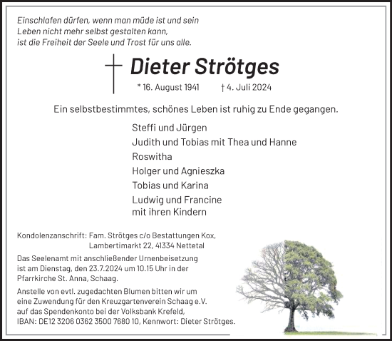 Traueranzeige von Dieter Strötges von trauer.extra-tipp-moenchengladbach.de