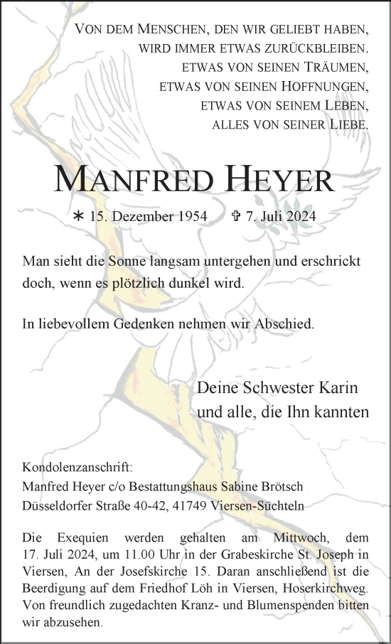 Traueranzeige von Manfred Heyer von trauer.extra-tipp-moenchengladbach.de