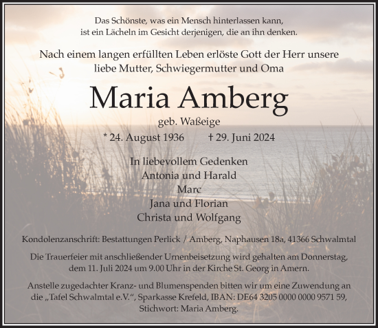 Traueranzeige von Maria Amberg von trauer.extra-tipp-moenchengladbach.de