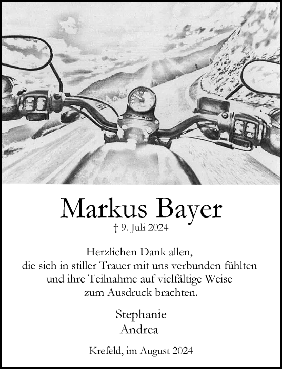 Traueranzeige von Markus Bayer von trauer.extra-tipp-moenchengladbach.de