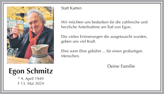 Traueranzeige von Egon Schmitz von trauer.extra-tipp-moenchengladbach.de