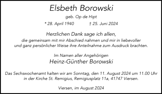 Traueranzeige von Elsbeth Borowski von trauer.extra-tipp-moenchengladbach.de