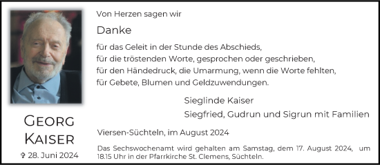 Traueranzeige von Georg Kaiser von trauer.extra-tipp-moenchengladbach.de