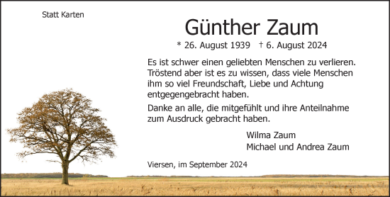 Traueranzeige von Günther Zaum von trauer.extra-tipp-moenchengladbach.de