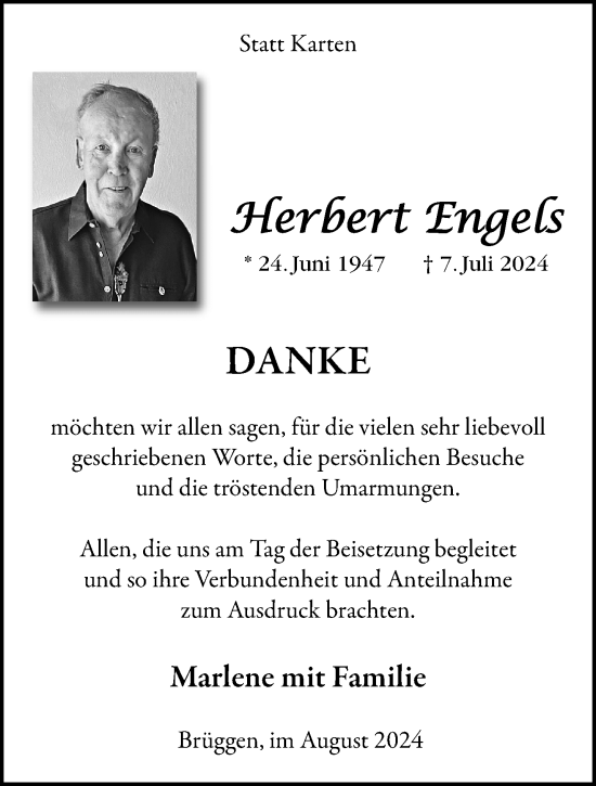 Traueranzeige von Herbert Engels von trauer.extra-tipp-moenchengladbach.de