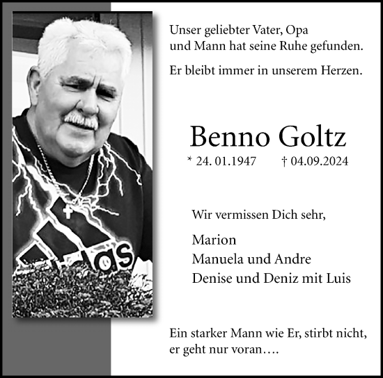 Traueranzeige von Benno Goltz von trauer.extra-tipp-moenchengladbach.de