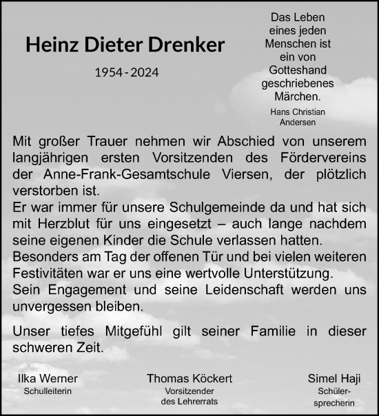 Traueranzeige von Heinz Dieter Drenker von trauer.extra-tipp-moenchengladbach.de