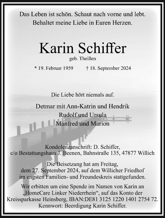 Traueranzeige von Karin Schiffer von trauer.extra-tipp-moenchengladbach.de