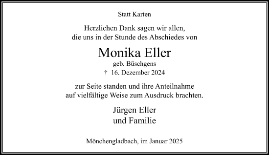 Traueranzeige von Monika Eller von trauer.extra-tipp-moenchengladbach.de