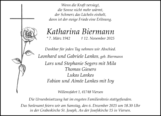 Traueranzeige von Katharina Biermann von trauer.panorama-anzeigenblatt.de