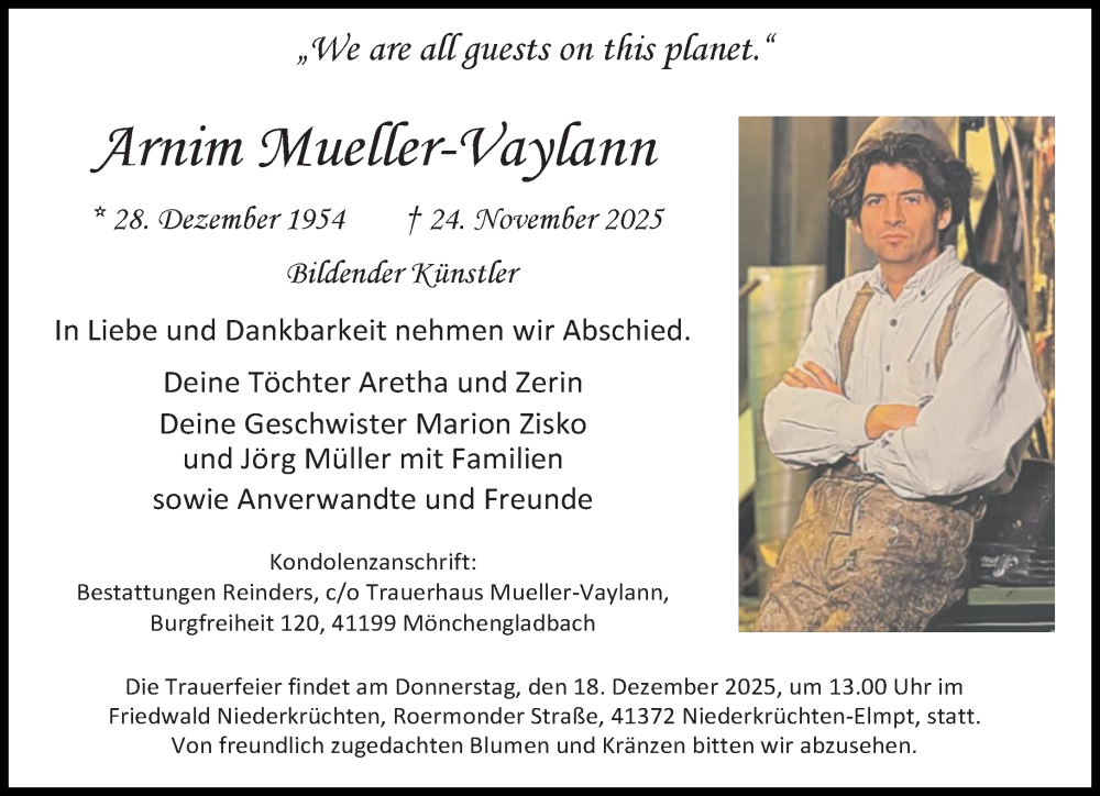  Traueranzeige für Arnim Mueller-Vaylann vom 07.12.2025 aus trauer.panorama-anzeigenblatt.de