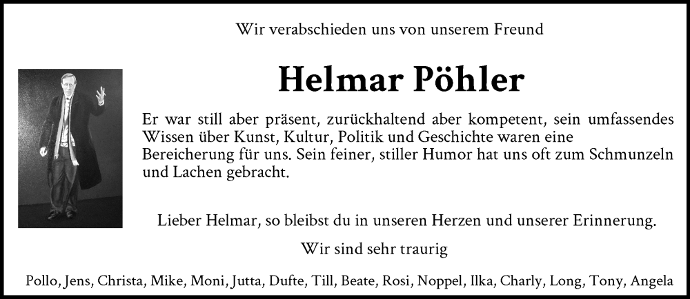  Traueranzeige für Helmar Pöhler vom 21.12.2025 aus trauer.panorama-anzeigenblatt.de