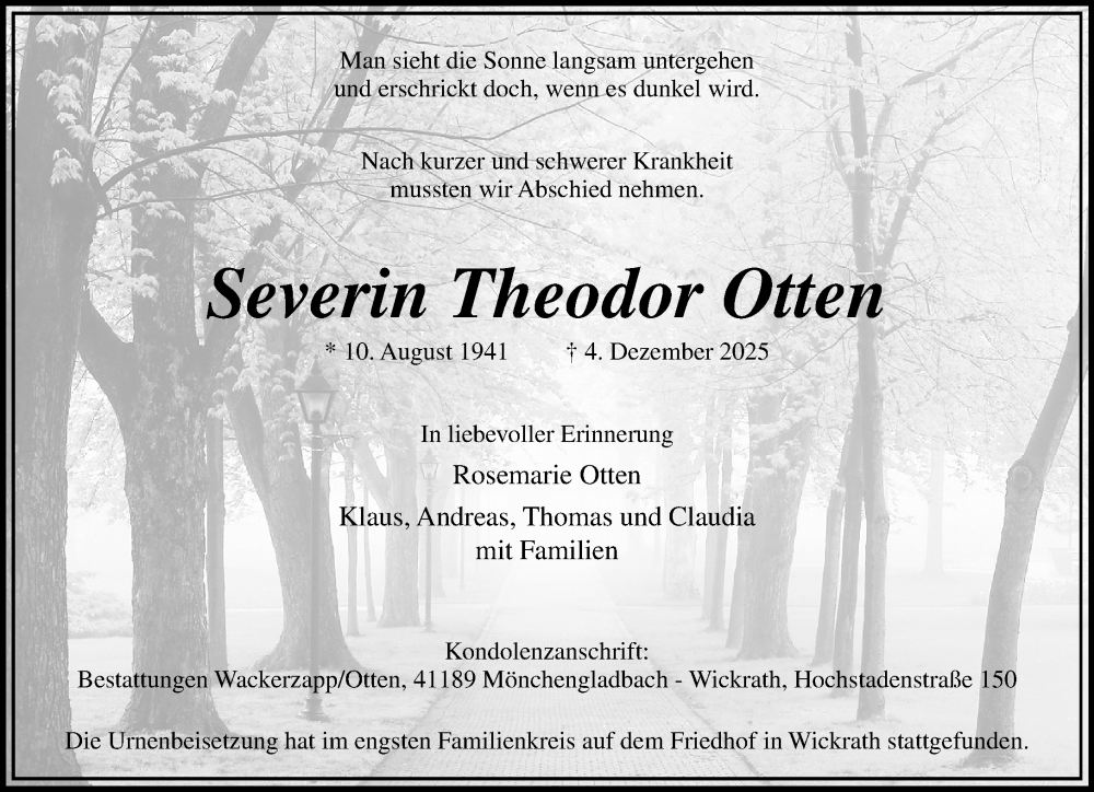  Traueranzeige für Severin Theodor Otten vom 21.12.2025 aus trauer.panorama-anzeigenblatt.de