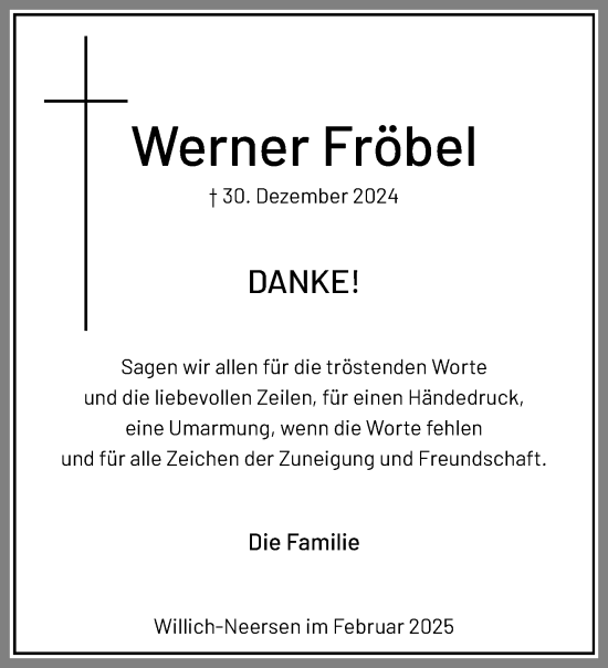 Traueranzeige von Werner Fröbel von trauer.extra-tipp-moenchengladbach.de