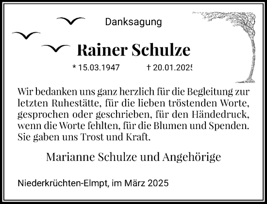 Traueranzeige von Rainer Schulze von trauer.extra-tipp-moenchengladbach.de